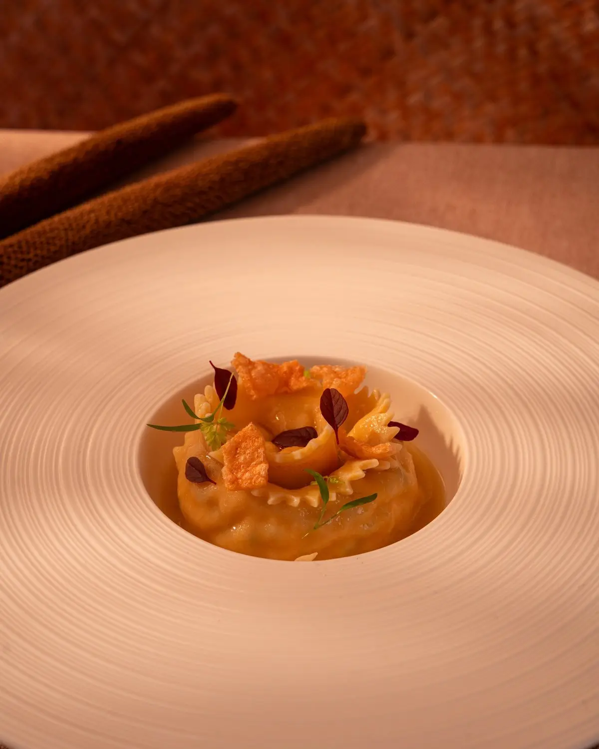 Elegant dessert with dark chocolate and pumpkin